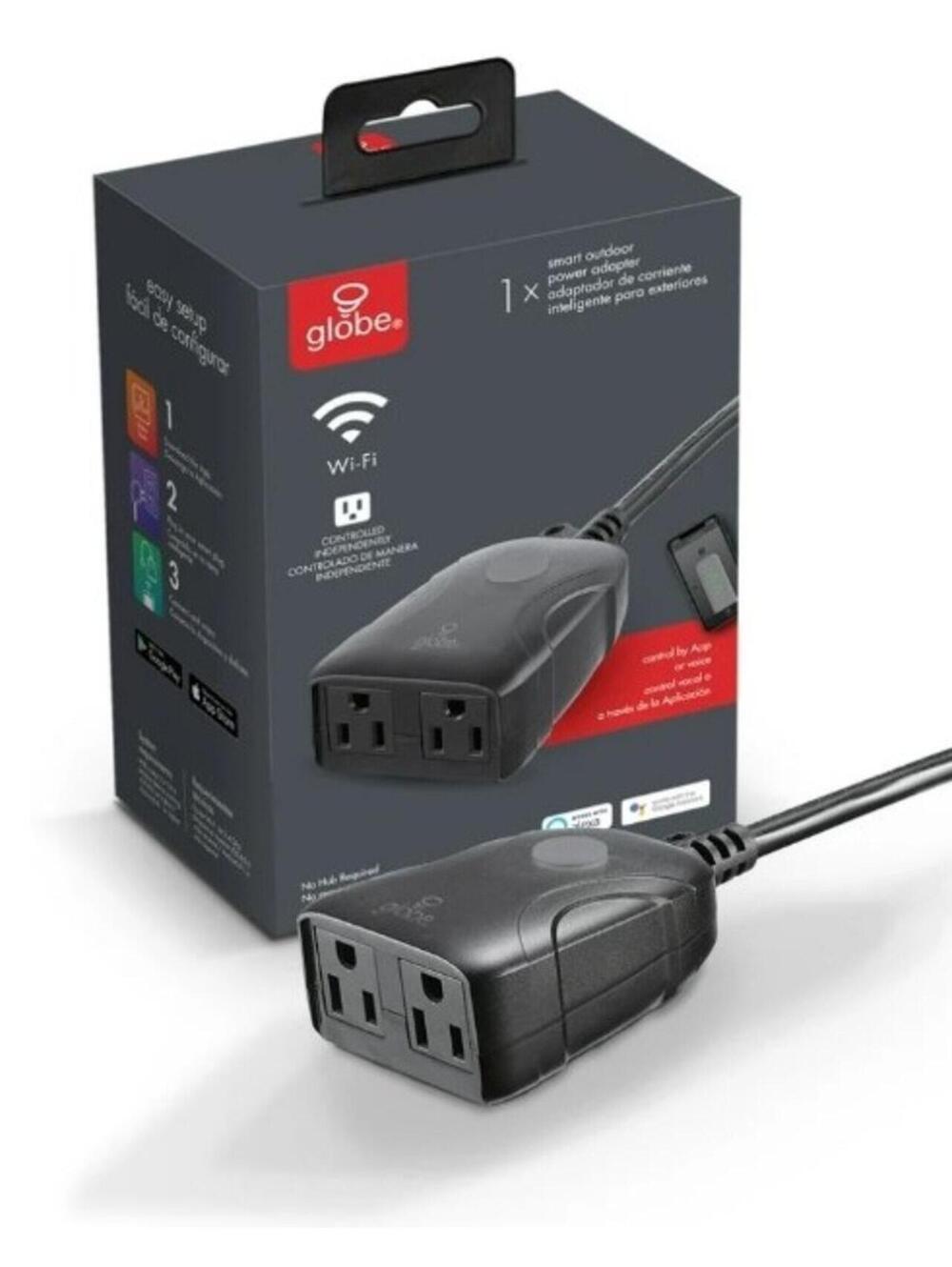Globe Electric Wifi Smart Home 2 Outdoor Power Plug Adapter Black - *BRAND NEW*